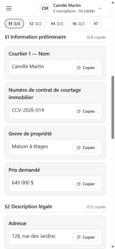 Assistant de saisie MLS dans Listor